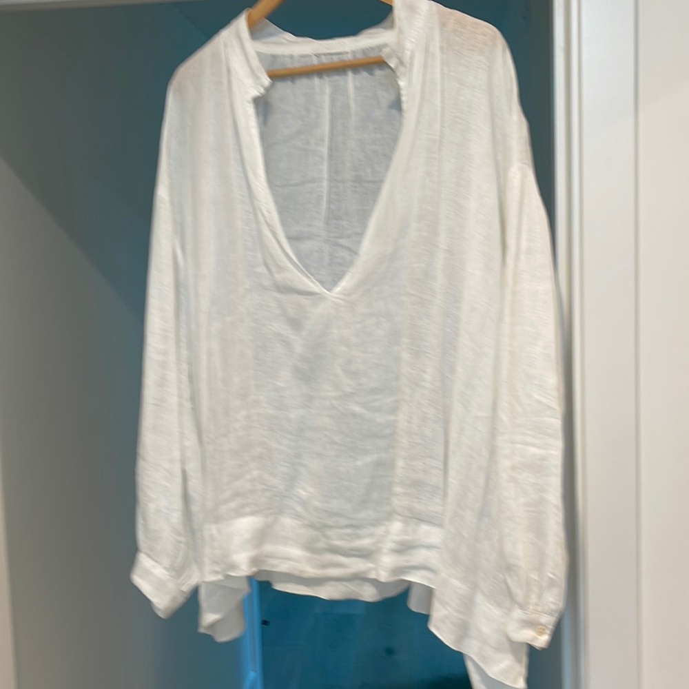 Cp shades white linen blouse